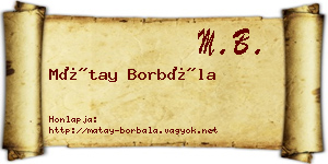Mátay Borbála névjegykártya